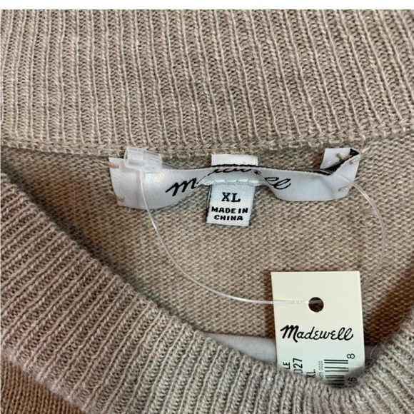 Madewell Ashbury Mock Neck Sweater, Size XL - taupe NWT - Picture 2 of 5